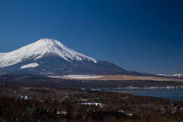 Fototapeta premium 山中湖と富士山（県道730号パノラマ台から）
