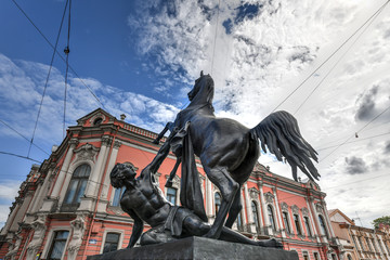 Obraz premium Horse Tamer - Anichkov Bridge - Saint Petersburg, Russia