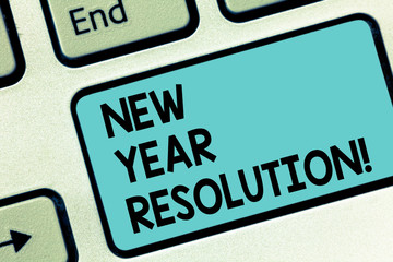 Word writing text New Year Resolution. Business concept for promise that you make yourself start doing something Keyboard key Intention to create computer message pressing keypad idea