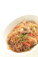 Korean food, vegetable and beef with glass noodles stir fried