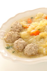 Italian food, meat ball rissoto