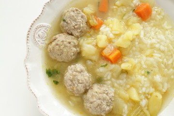 Italian food, meat ball rissoto