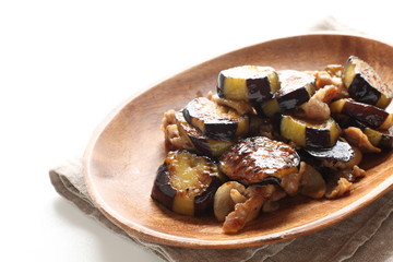 Chinese food, eggplant and pork stir fried