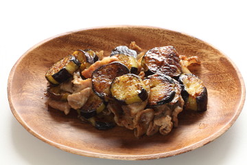 Chinese food, eggplant and pork stir fried