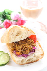 Homemade Keema curry sandwich