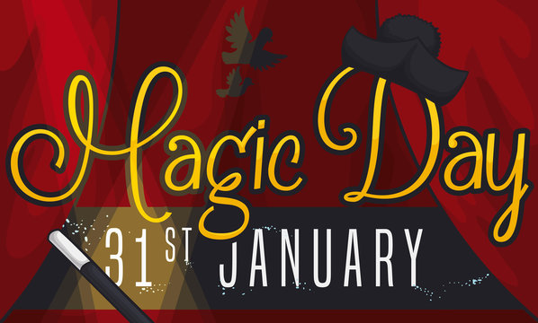 Stage Ready to Commemorate Magic Day with a Special Show, Vector Illustration