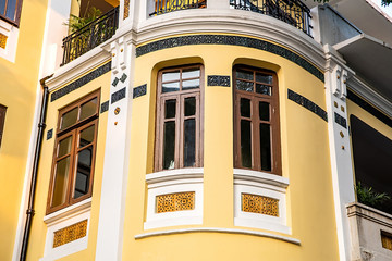 Naklejka premium Beautiful windows of the old house in the tourist area of Shamian, Guangzhou