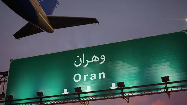 Airplane Take off Oran during a wonderful sunrise