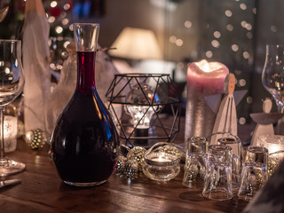 Table decorated for Christmas