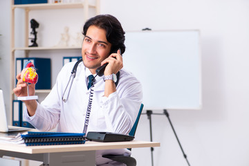 Young doctor cardiologist working in the clinic 