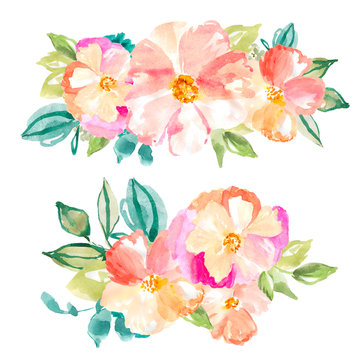 Isolated Pink Hawaiian Flowers On White Background, Hibiscus Flower