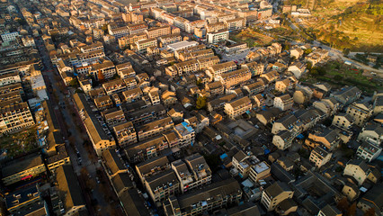 Aerial photography of the old houses of Wenqiao Town, Wenling City, Zhejiang Province, China
