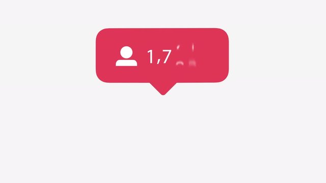 Instagram increasing followers counter animation with alpha matte, 4k, uhd, high resolution
