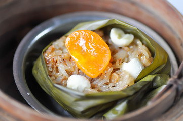 zongzi or bamboo sticky rice dumpling