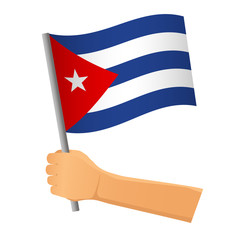 Cuba flag in hand