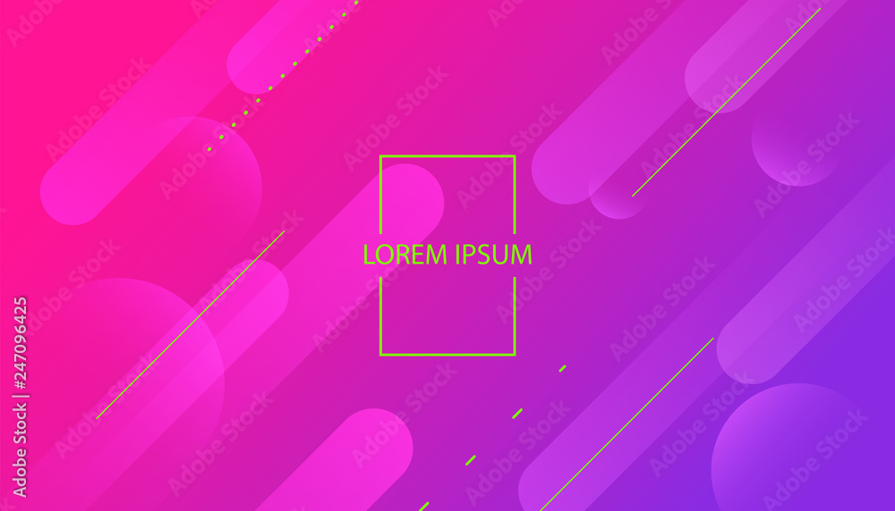 Poster colorful background with simple fluid shapes. holographic colour gradient. cool abstract background.