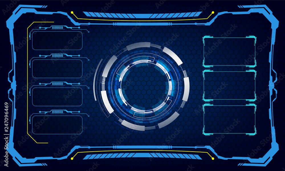Poster hud interface ui template cyber innovative concept background vector illustration