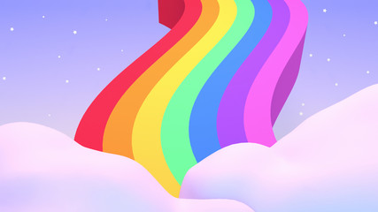Cartoon Rainbow in the sky. 3d rendering picture.