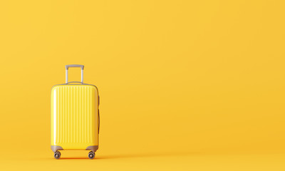 Suitcase on yellow background. travel concept. 3d rendering