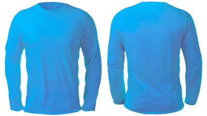 Blue Long Sleeved Shirt Design Template