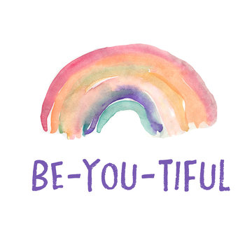 Cute Rainbow Art Print Background. Nursery Wall Art Printable Rainbow Painted