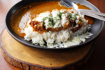 Japanese curry rice, fried pork.