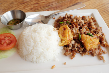 Rice, pork, tofu and Thailand