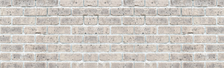 Panorama of Old vintage white brick wall texture and background seamless