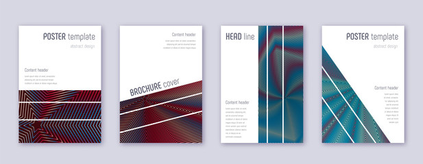 Geometric brochure design template set. Red abstra