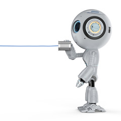 robot with tin can phone