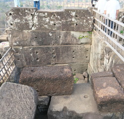 Siem Reap,Cambodia-January 10, 2019: Summit of pyramid of Prasat Thom in Koh Ker in Siem Reap, Cambodia
