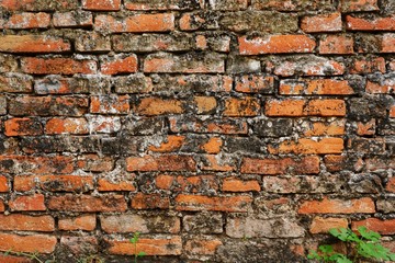 Old red brick wall texture pattern and background.