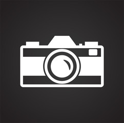 Photo camera icon set on black background for graphic and web design, Modern simple vector sign. Internet concept. Trendy symbol for website design web button or mobile app