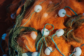 Fishing net piled up as a fishing concept