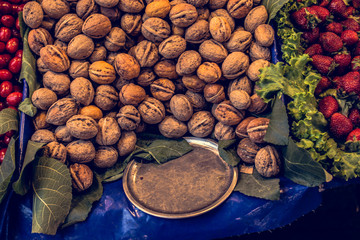 Shelled walnuts on sale in Turkish street bazaar