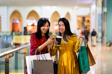 Girls doing shopping in the mall
