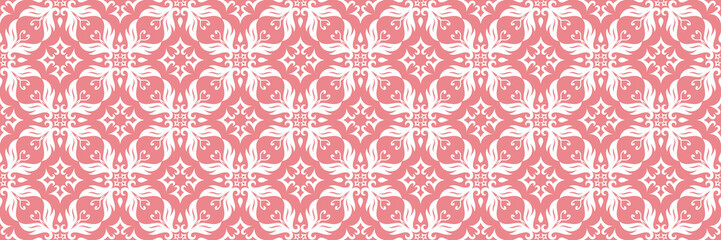 Floral print. White pattern on pale pink seamless background