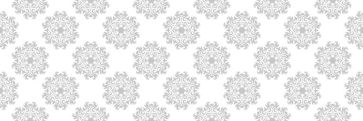 Seamless pattern with flowers. Gray on white background