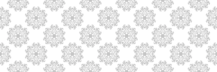 Foto op Plexiglas Seamless pattern with flowers. Gray on white background © Liudmyla