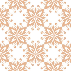 Fototapeta na wymiar Floral seamless pattern. Brown beige flowers on white background