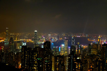 Fototapeta na wymiar Causeway Bay, Hong Kong - 23 November 2018: Hong Kong skyline at night view from Victoria peak.