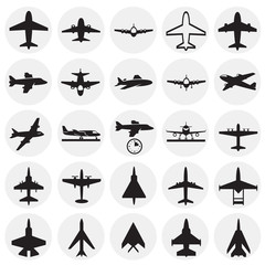 Airplane icons on circles white background for graphic and web design, Modern simple vector sign. Internet concept. Trendy symbol for website design web button or mobile app