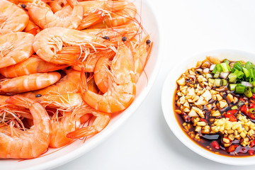 Chinese Cantonese Cuisine - Boiled Basil Shrimp