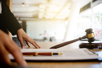 Justice and Law concept. lawyer working at courtroom.