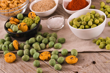 Wasabi coated peanuts.