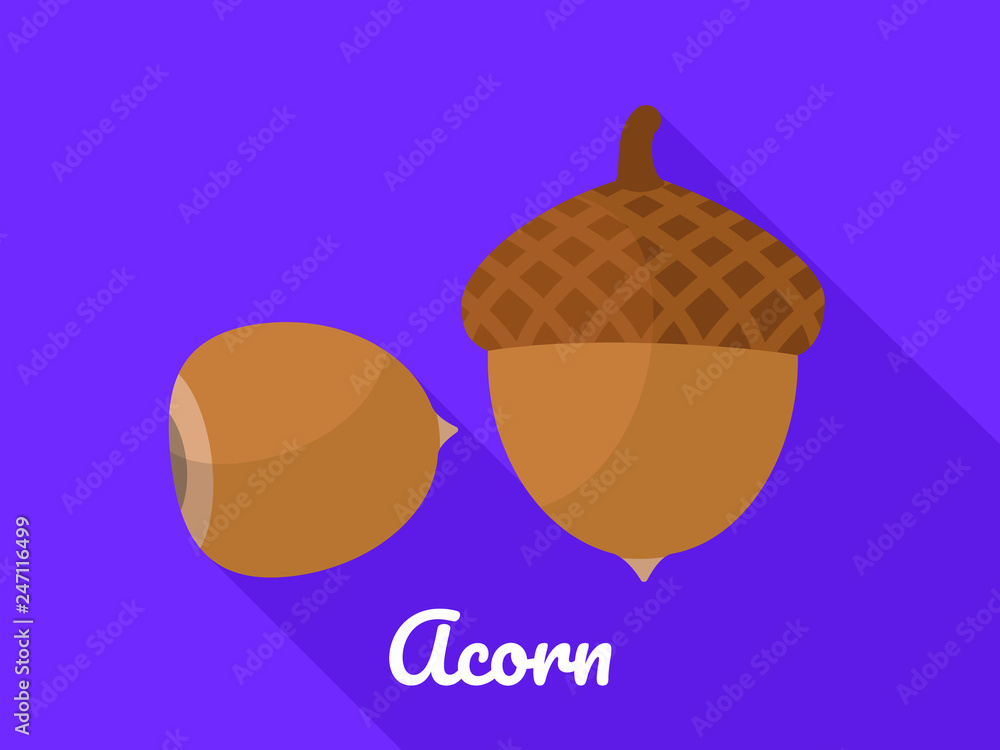 Poster acorn icon. flat illustration of acorn vector icon for web design