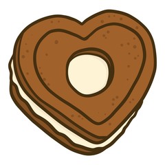 Heart cookie icon. Hand drawn illustration of heart cookie vector icon for web design
