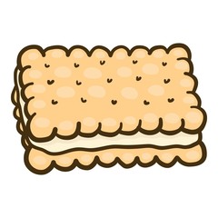 Square sandwich biscuit icon. Hand drawn illustration of square sandwich biscuit vector icon for web design