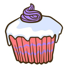 Sweet cupcake icon. Hand drawn illustration of sweet cupcake vector icon for web design