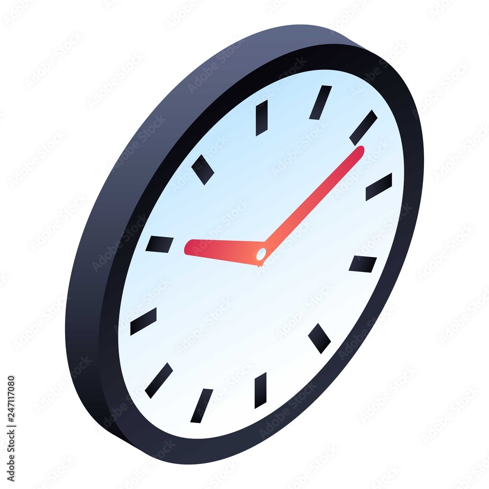 Poster wall clock icon. isometric of wall clock vector icon for web design isolated on white background